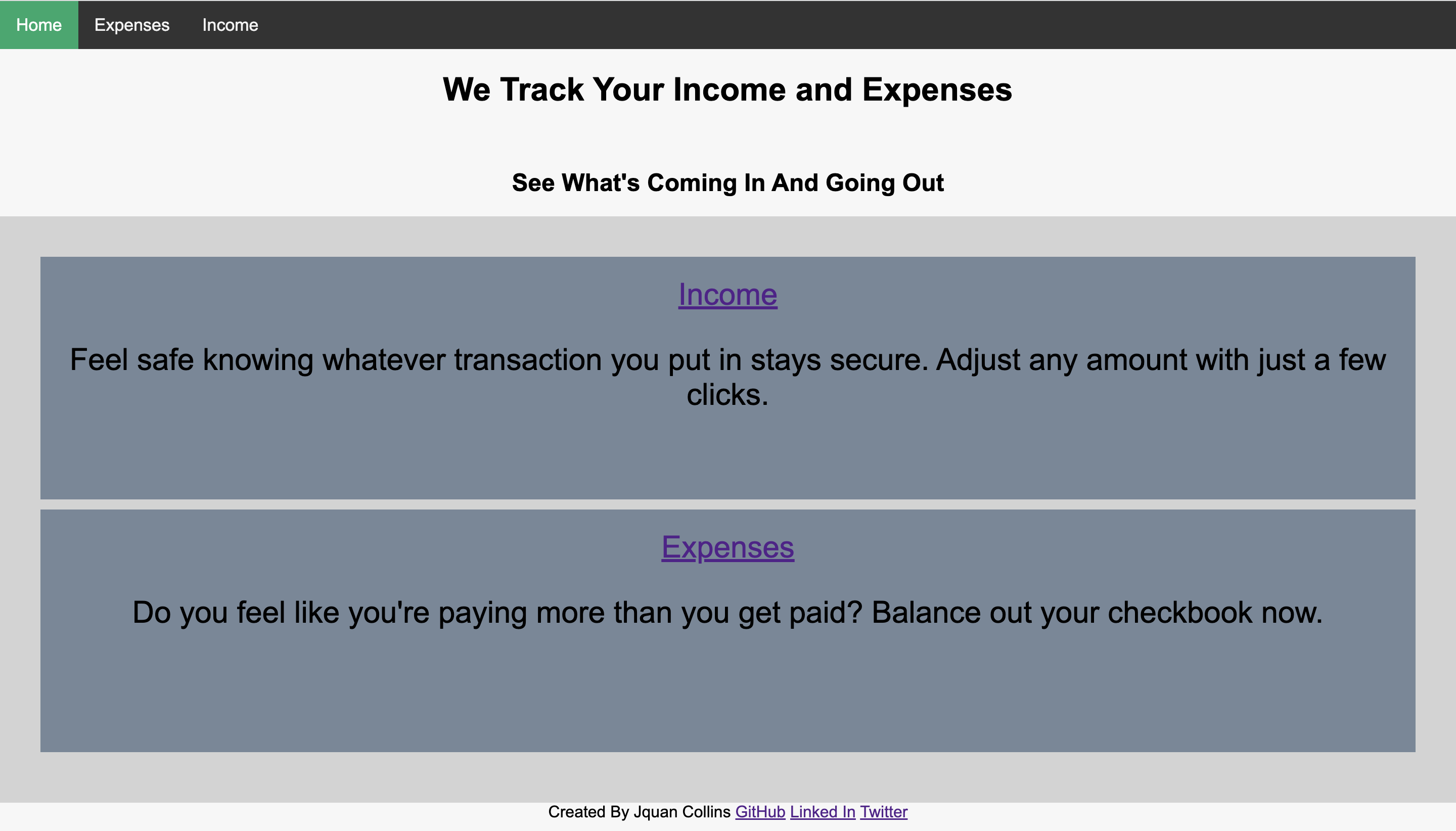 Track Income and Expense